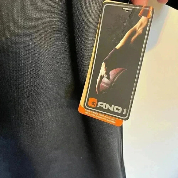 AND1 Men Sweatshirt L Black Hoodie Logo Spellout Short Sleeve Pullover N… - Picture 3 of 7